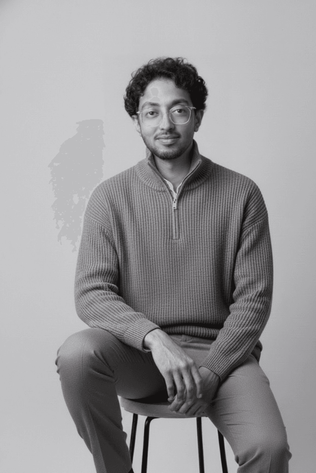 Kai Kaushik Kai Kaushik, MBA admissions coach and INSEAD MBA, black and white portrait